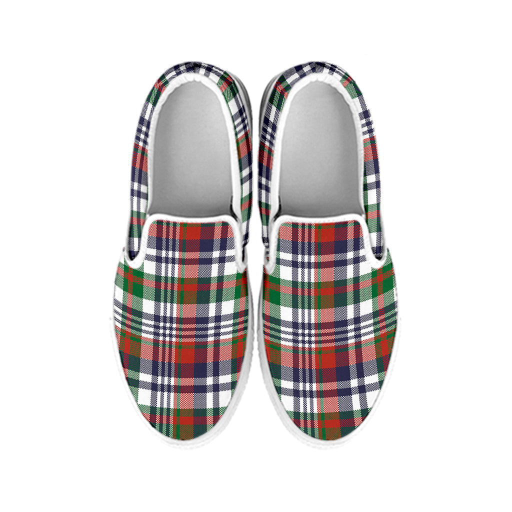 Christmas Madras Plaid Print White Slip On Shoes