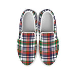 Christmas Madras Plaid Print White Slip On Shoes