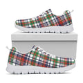 Christmas Madras Plaid Print White Running Shoes