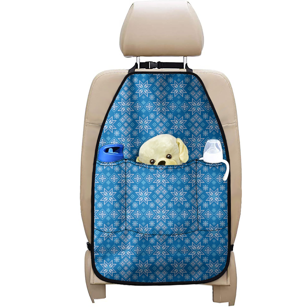 Christmas Nordic Knitted Pattern Print Car Seat Organizers