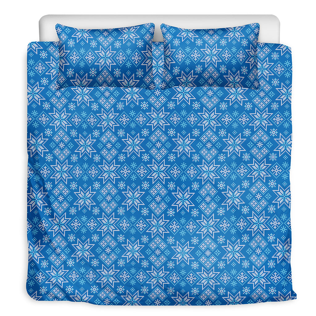 Christmas Nordic Knitted Pattern Print Duvet Cover Bedding Set