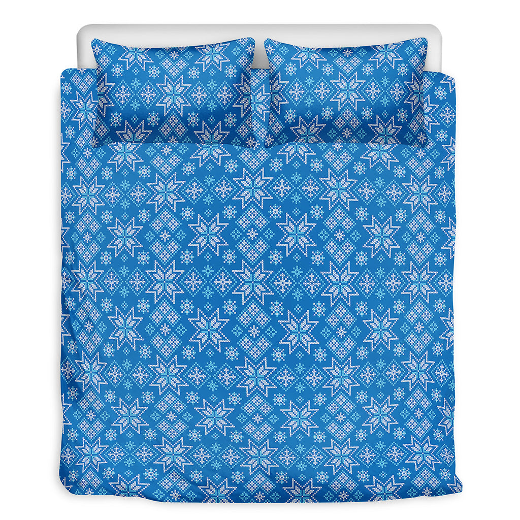 Christmas Nordic Knitted Pattern Print Duvet Cover Bedding Set