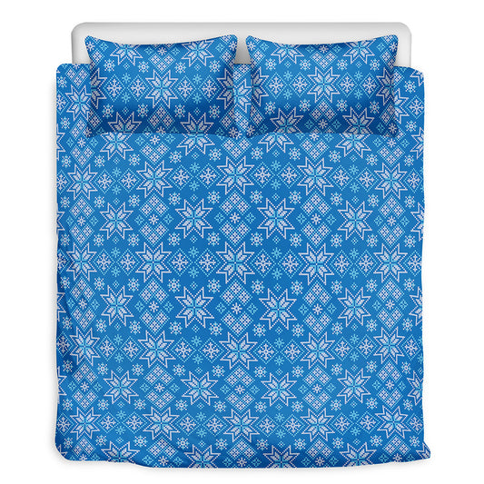 Christmas Nordic Knitted Pattern Print Duvet Cover Bedding Set