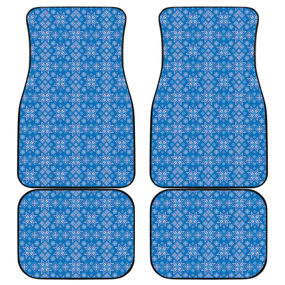 Christmas Nordic Knitted Pattern Print Front and Back Car Floor Mats