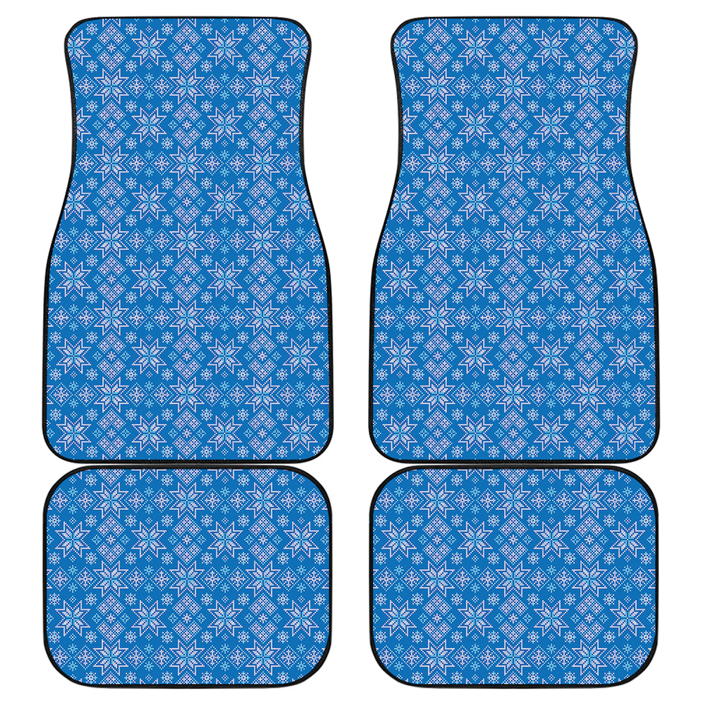 Christmas Nordic Knitted Pattern Print Front and Back Car Floor Mats