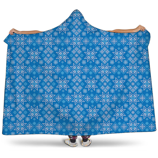 Christmas Nordic Knitted Pattern Print Hooded Blanket