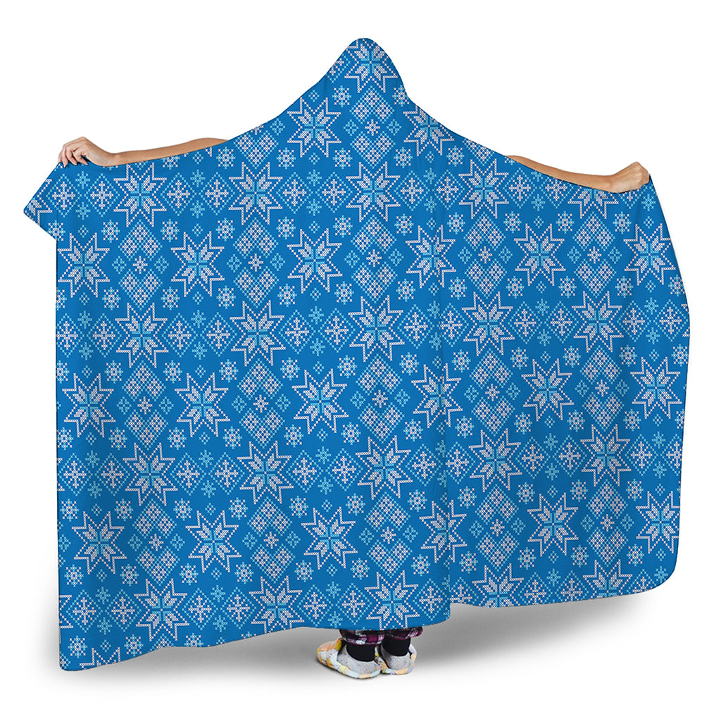 Christmas Nordic Knitted Pattern Print Hooded Blanket