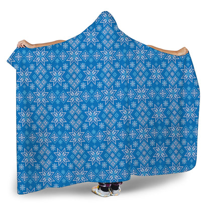 Christmas Nordic Knitted Pattern Print Hooded Blanket