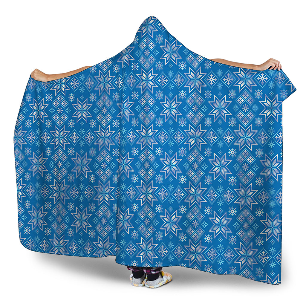 Christmas Nordic Knitted Pattern Print Hooded Blanket
