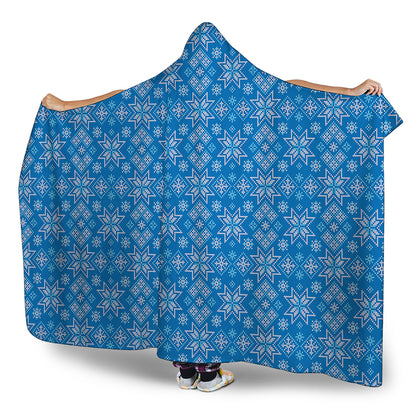 Christmas Nordic Knitted Pattern Print Hooded Blanket
