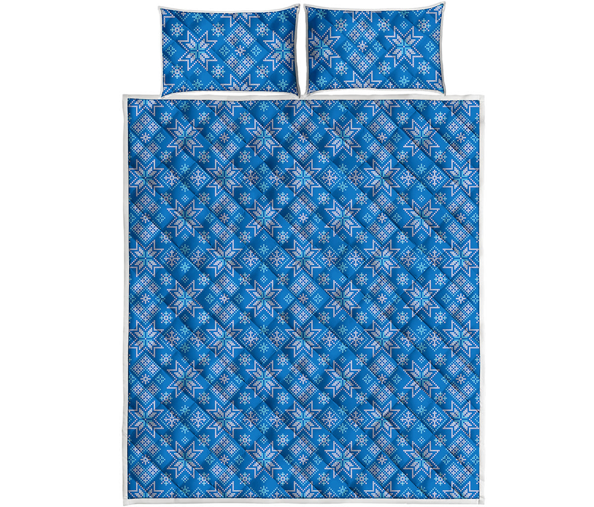 Christmas Nordic Knitted Pattern Print Quilt Bed Set