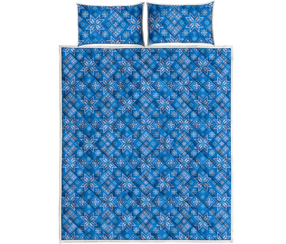 Christmas Nordic Knitted Pattern Print Quilt Bed Set
