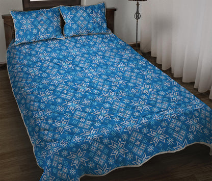 Christmas Nordic Knitted Pattern Print Quilt Bed Set