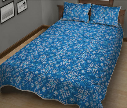 Christmas Nordic Knitted Pattern Print Quilt Bed Set
