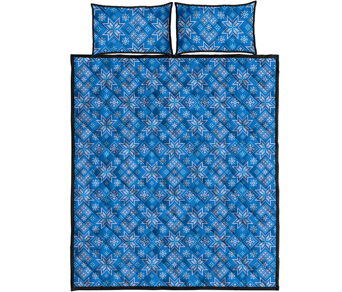 Christmas Nordic Knitted Pattern Print Quilt Bed Set