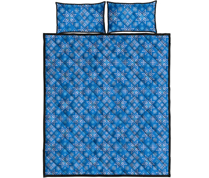 Christmas Nordic Knitted Pattern Print Quilt Bed Set