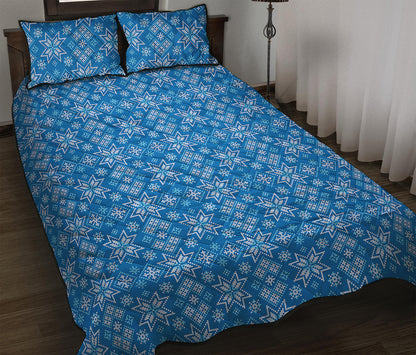 Christmas Nordic Knitted Pattern Print Quilt Bed Set