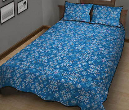 Christmas Nordic Knitted Pattern Print Quilt Bed Set