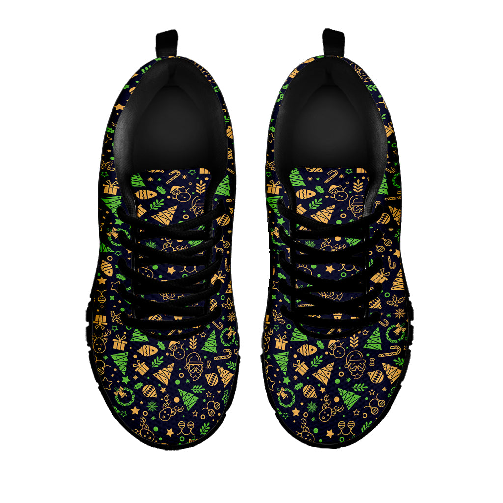 Christmas Party Elements Pattern Print Black Sneakers