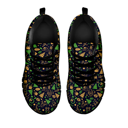 Christmas Party Elements Pattern Print Black Sneakers