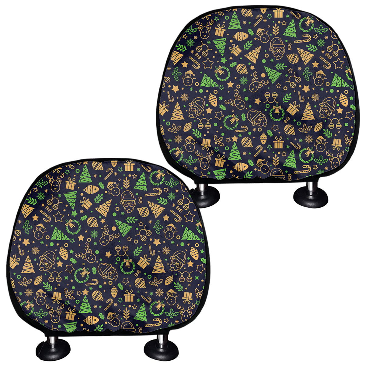Christmas Party Elements Pattern Print Car Headrest Covers