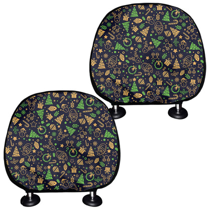 Christmas Party Elements Pattern Print Car Headrest Covers