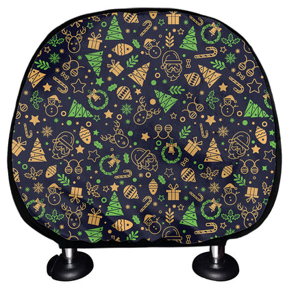 Christmas Party Elements Pattern Print Car Headrest Covers