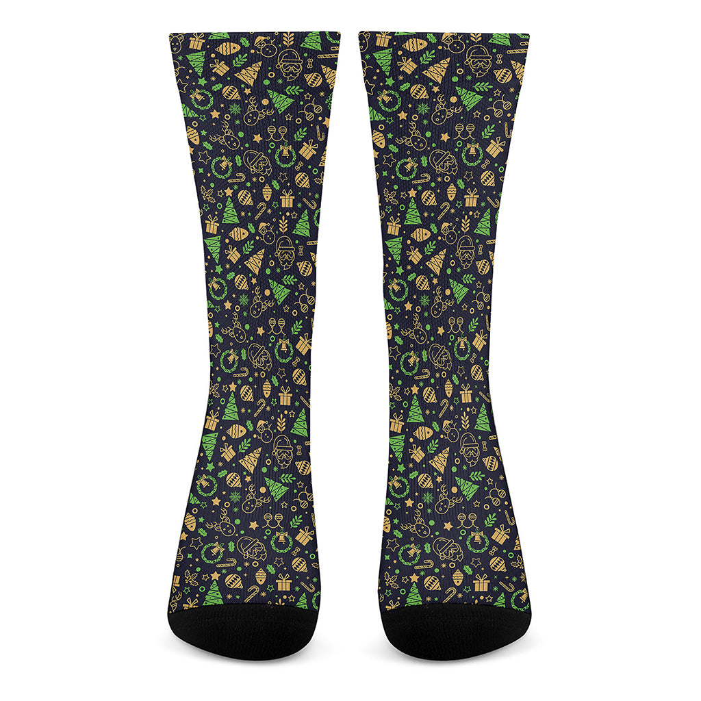 Christmas Party Elements Pattern Print Crew Socks