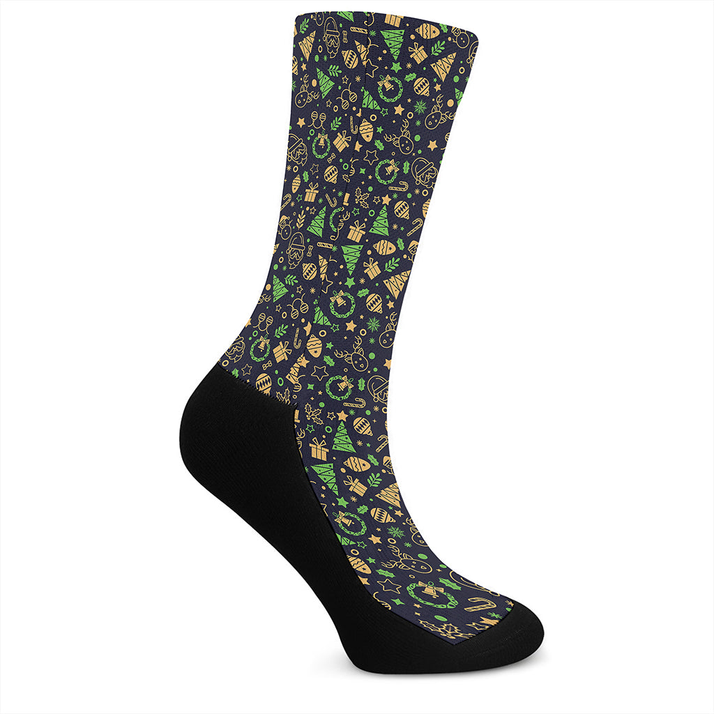 Christmas Party Elements Pattern Print Crew Socks