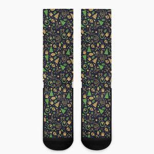 Christmas Party Elements Pattern Print Crew Socks