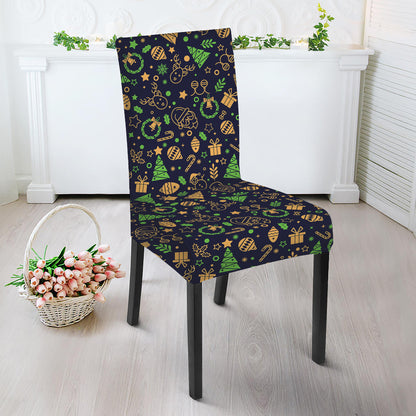 Christmas Party Elements Pattern Print Dining Chair Slipcover