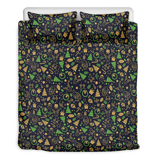 Christmas Party Elements Pattern Print Duvet Cover Bedding Set