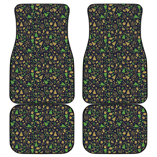 Christmas Party Elements Pattern Print Front and Back Car Floor Mats
