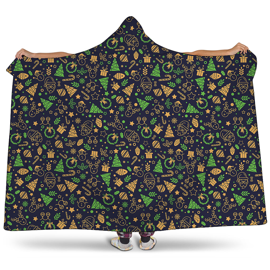 Christmas Party Elements Pattern Print Hooded Blanket