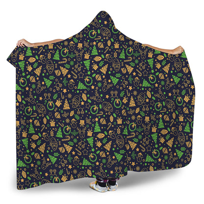 Christmas Party Elements Pattern Print Hooded Blanket