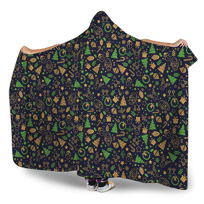 Christmas Party Elements Pattern Print Hooded Blanket