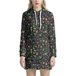 Christmas Party Elements Pattern Print Hoodie Dress