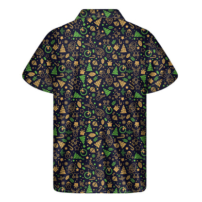 Christmas Party Elements Pattern Print Men's Short Sleeve Shirt