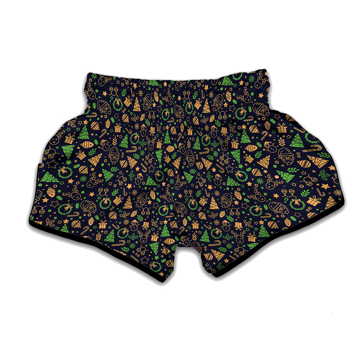 Christmas Party Elements Pattern Print Muay Thai Boxing Shorts