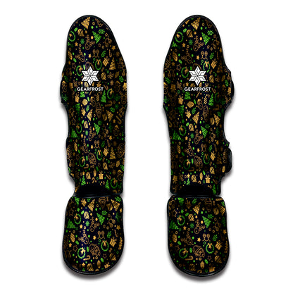 Christmas Party Elements Pattern Print Muay Thai Shin Guard
