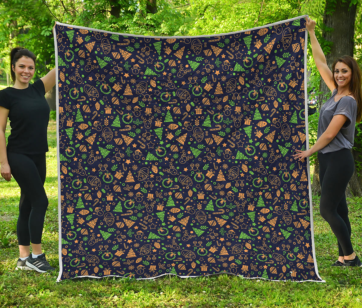 Christmas Party Elements Pattern Print Quilt