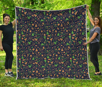 Christmas Party Elements Pattern Print Quilt