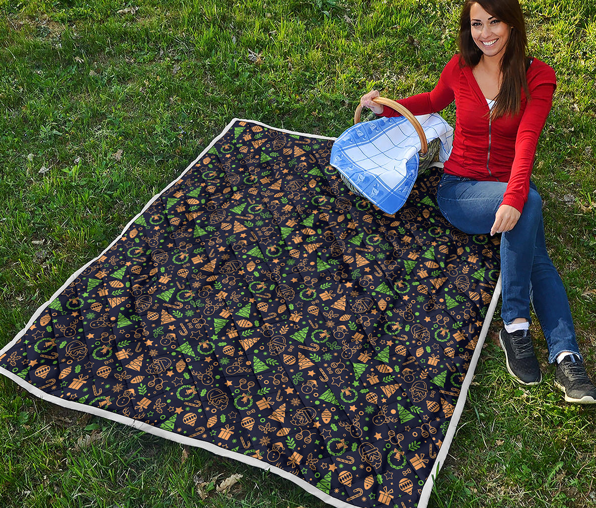 Christmas Party Elements Pattern Print Quilt
