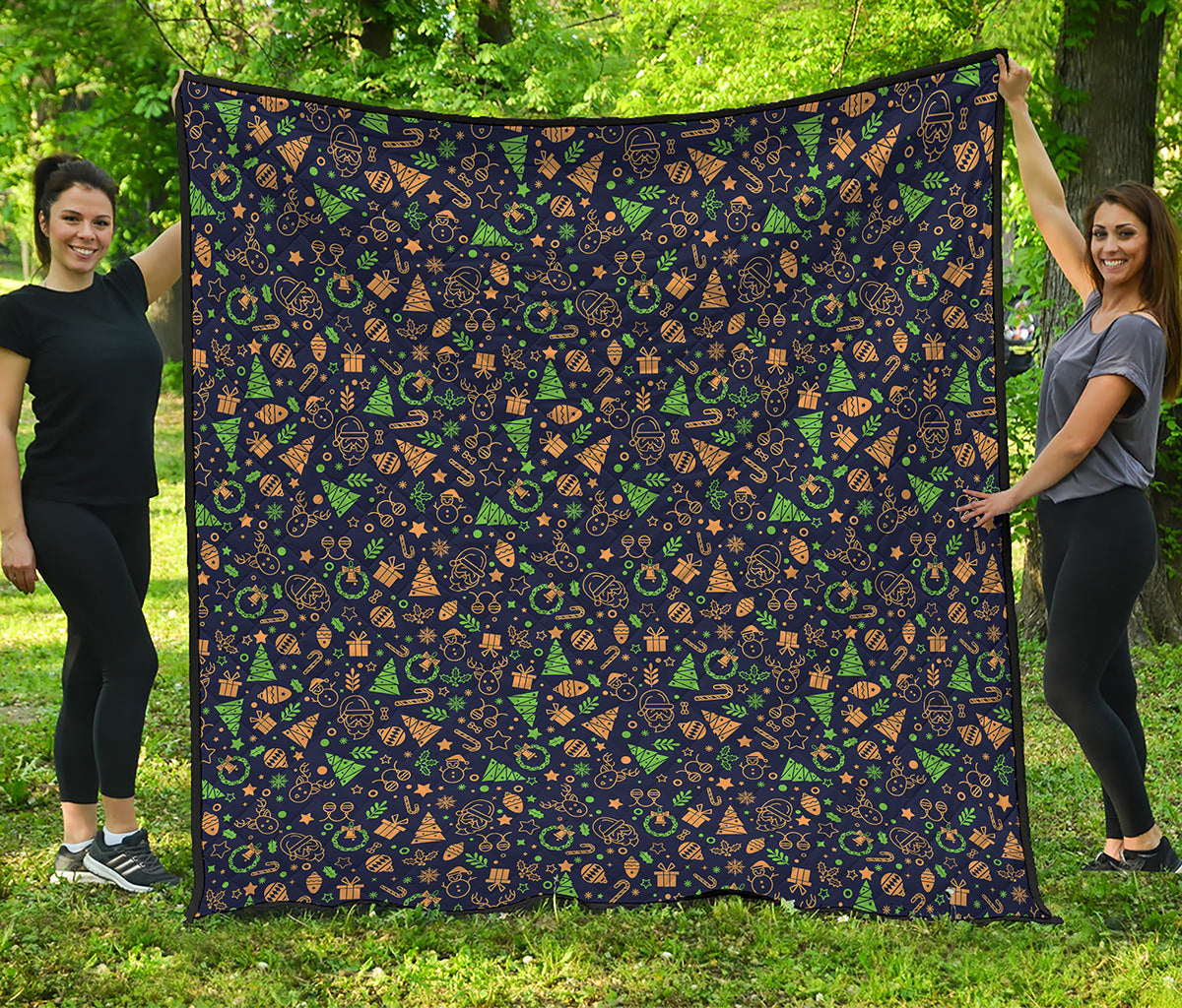 Christmas Party Elements Pattern Print Quilt