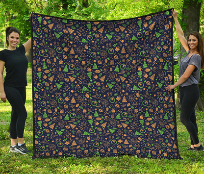 Christmas Party Elements Pattern Print Quilt