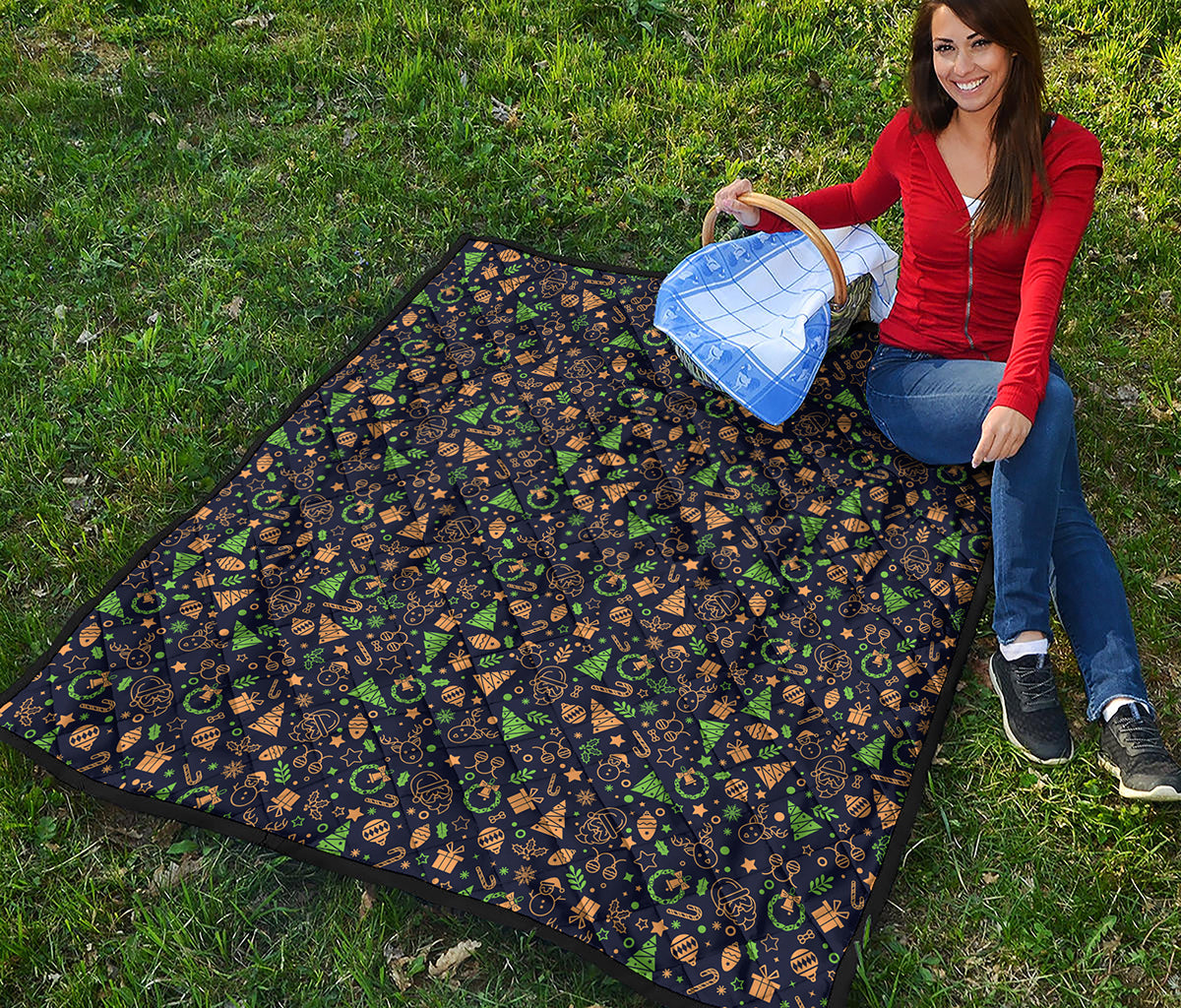 Christmas Party Elements Pattern Print Quilt