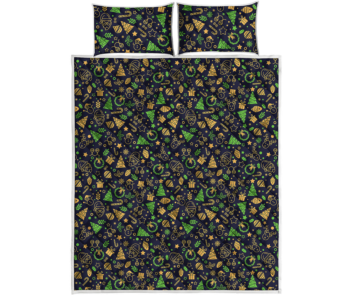 Christmas Party Elements Pattern Print Quilt Bed Set
