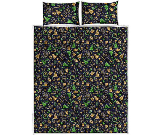 Christmas Party Elements Pattern Print Quilt Bed Set