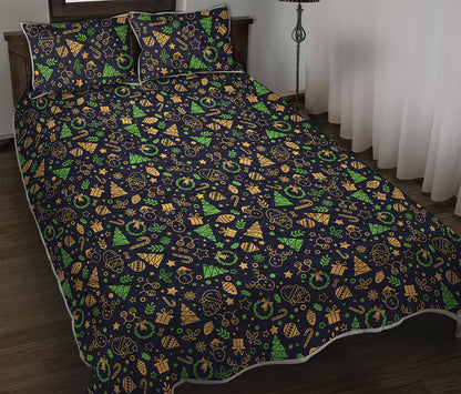 Christmas Party Elements Pattern Print Quilt Bed Set