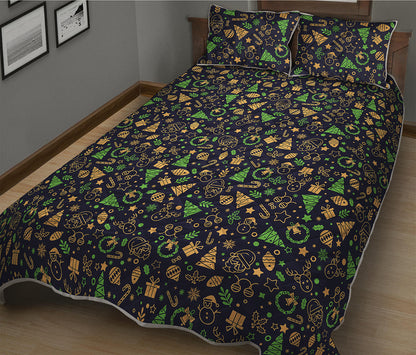Christmas Party Elements Pattern Print Quilt Bed Set